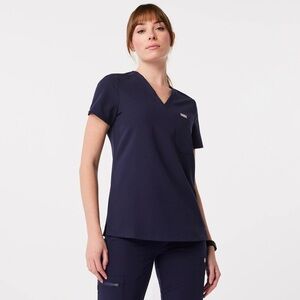 Figs Catarina One Pocket Scrub Top Navy Blue Size XL
